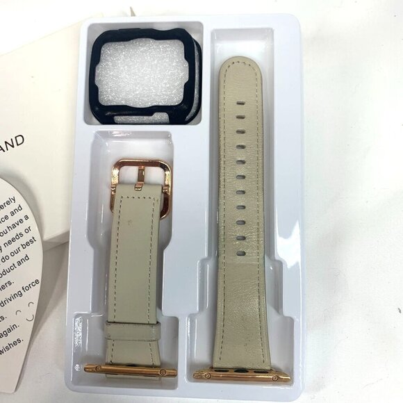 Apple Watch Replacement Band 42mm-44mm Grey Leather Rose Gold Black New In Box - Picture 2 of 4